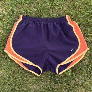 Nike Dri-Fit Athletic Shorts Womens Small Lined Purple Orange Tempo Running Logo